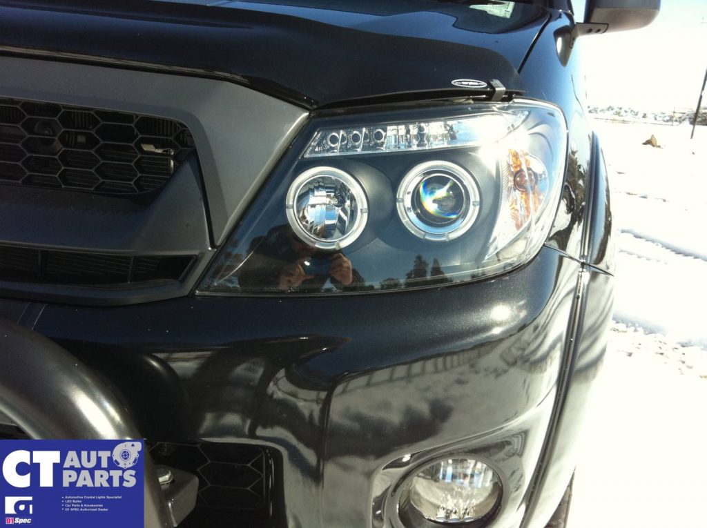 Black CCFL Angel-Eyes Projector Head Lights for 05-10 Toyota Hilux SR5 Ute -187