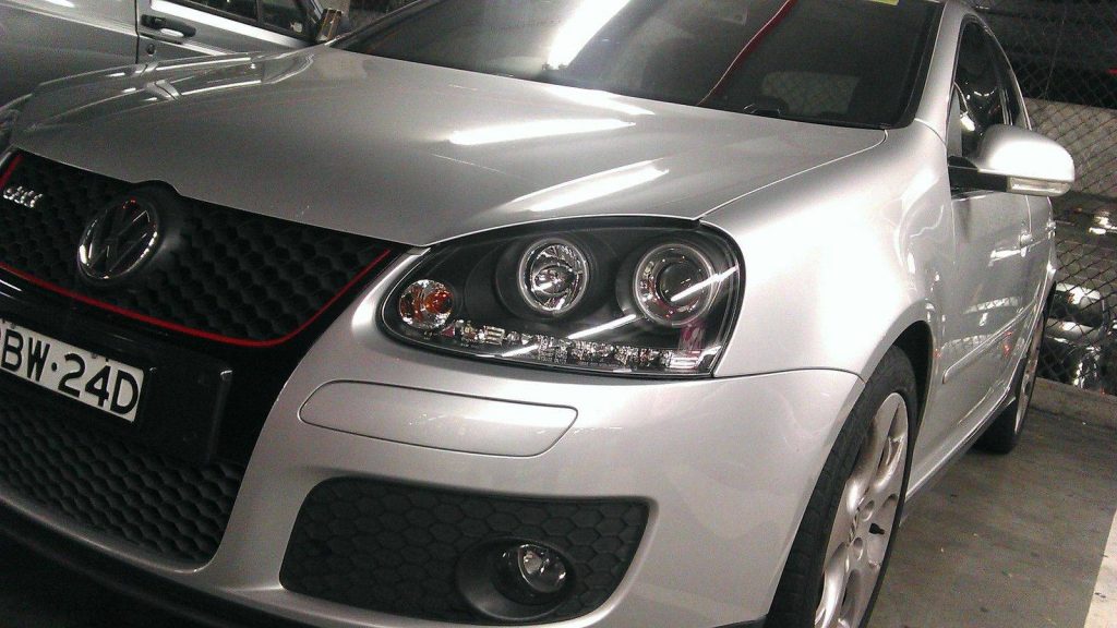 Black LED DRL Angel Eyes Projector Head Lights for 03-08 VW GOLF V TDI GTI -0