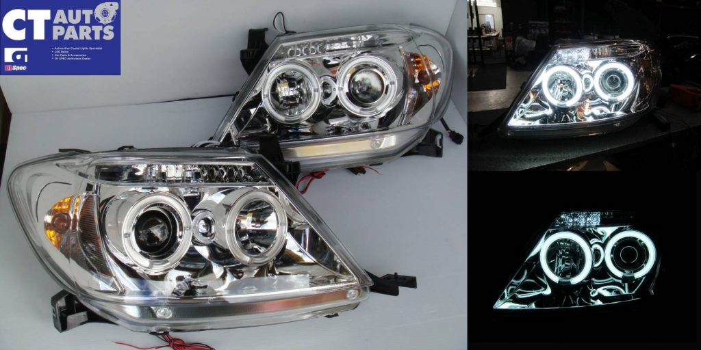 Clear CCFL Angel-Eyes Projector Head Lights for 05-10 Toyota Hilux SR5 Ute -190