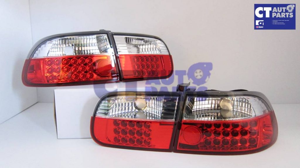 JDM CLEAR RED LED TAIL LIGHTS for 92-95 HONDA CIVIC EG 3D Hatch-2519