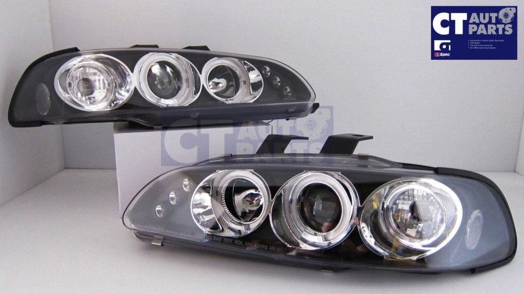 Black LED Angel Eyes Projector Headlights for 92-95 HONDA CIVIC EG Si SiR Vti-4515