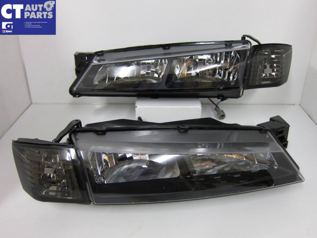 JDM Black HeadLights & Black Corner Lights for 96-98 Nissan Silvia S14 200SX-0