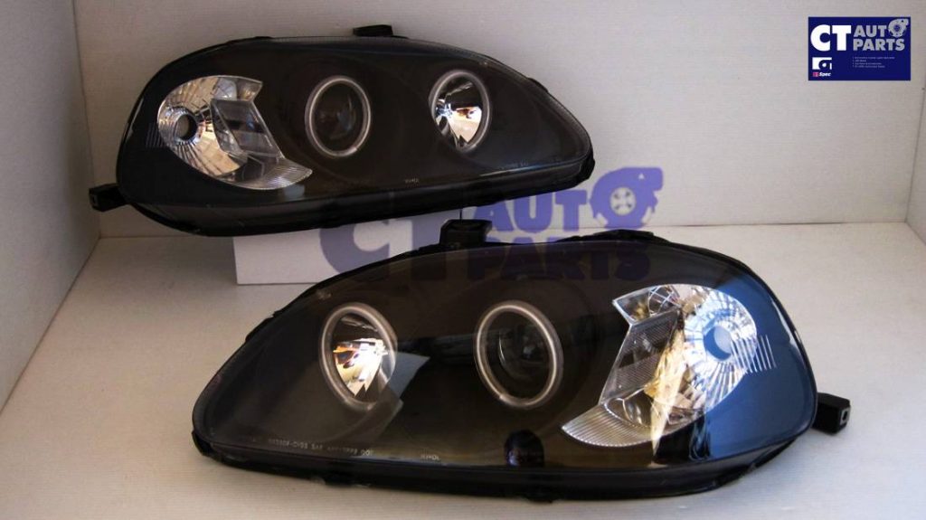 Black LED Angle Eye Projector Headlights for 96-98 Honda CIVIC EK VTIR VTIS -4489