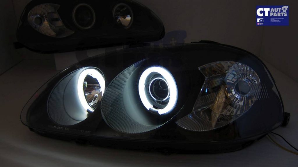 Black LED Angle Eye Projector Headlights for 96-98 Honda CIVIC EK VTIR VTIS -4487