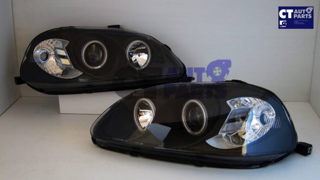 JDM Black LED Angle Eye Projector Headlight for 99-00 HONDA CIVIC EK Vti -0