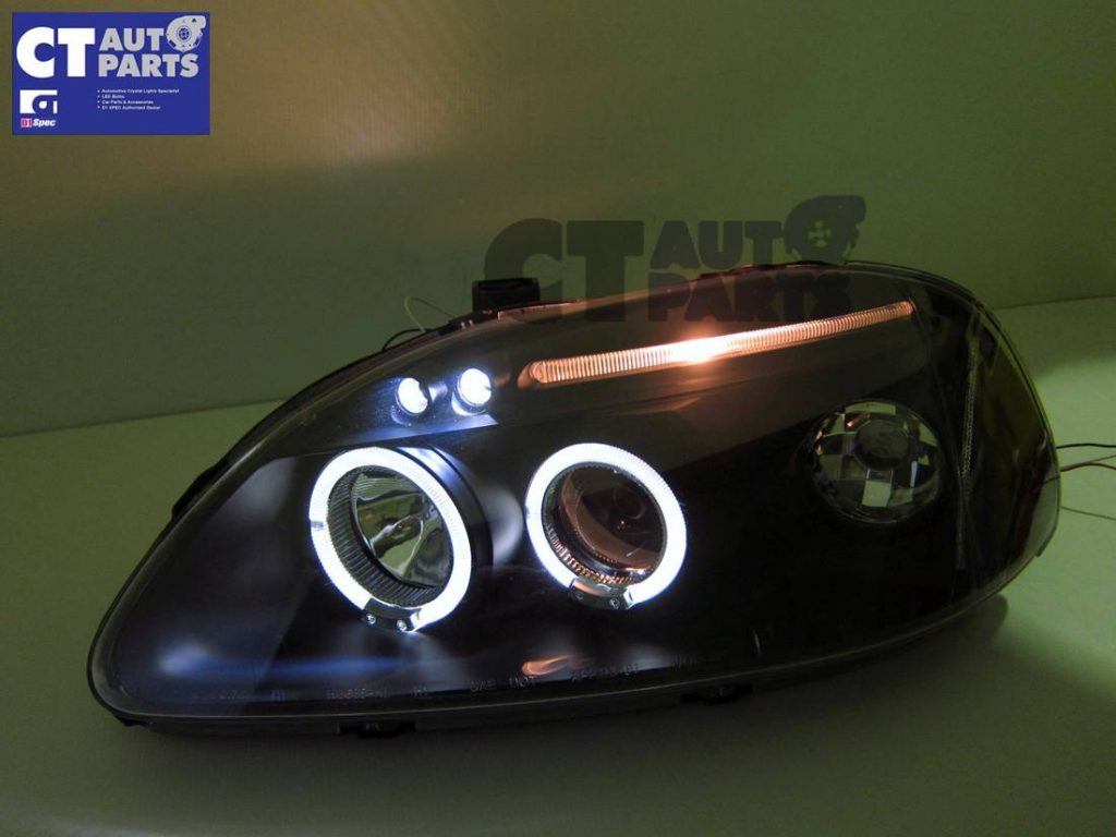 Black LED Angle Eye Projector Headlights for 96-98 HONDA CIVIC EK VTI -4499