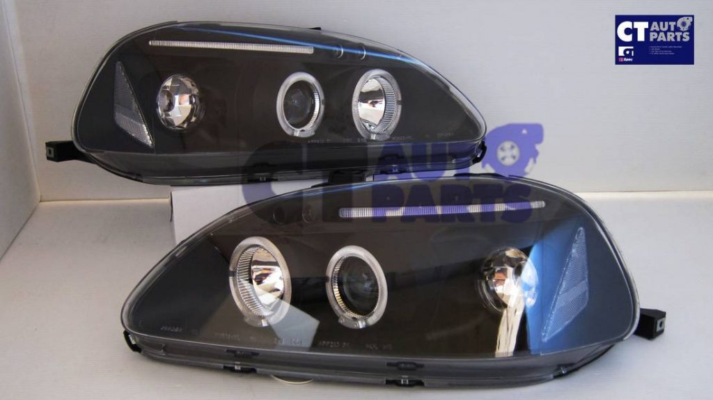 Black LED Angle Eye Projector Headlights for 96-98 HONDA CIVIC EK VTI -4497