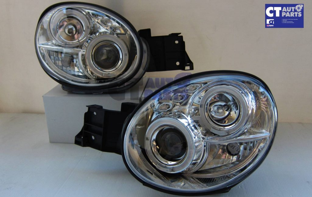 Chrome LED Angel Eyes Projector Head Lights for 00-02 SUBARU IMPREZA WRX STI GD-2745