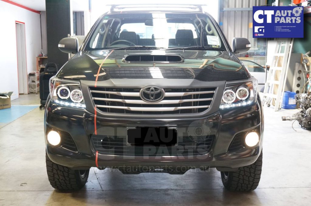 Toyota Hilux VIGO Black DRL LED Angel-Eyes Projector Head Lights 11-14-5762