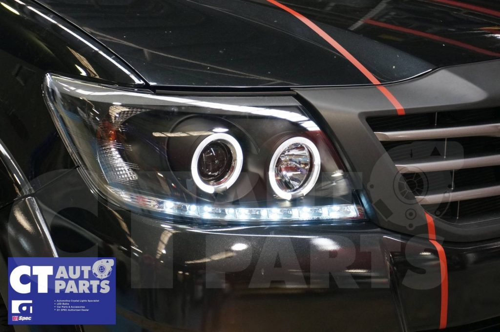 Toyota Hilux VIGO Black DRL LED Angel-Eyes Projector Head Lights 11-14-5765