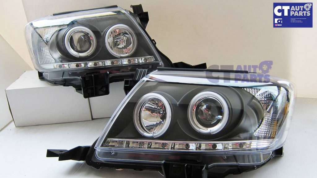 Toyota Hilux VIGO Black DRL LED Angel-Eyes Projector Head Lights 11-14-5473