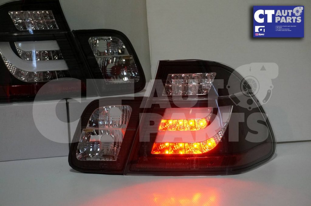 BLACK LED 3D Light Bar Tail Lights BMW E46 98-01 4D Sedan 318i 320i -3857