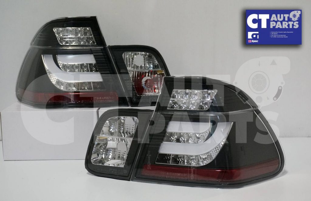 BLACK LED 3D Light Bar Tail Lights BMW E46 98-01 4D Sedan 318i 320i -3858