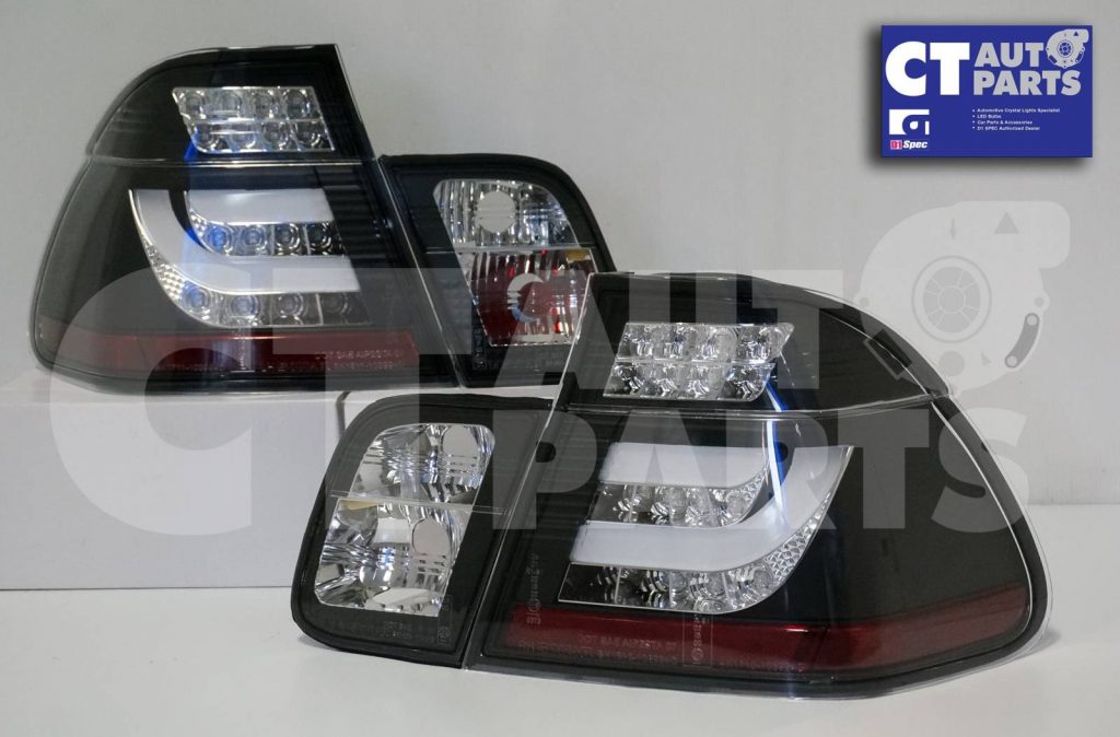 BLACK LED 3D Light Bar Tail Lights BMW E46 98-01 4D Sedan 318i 320i -3856