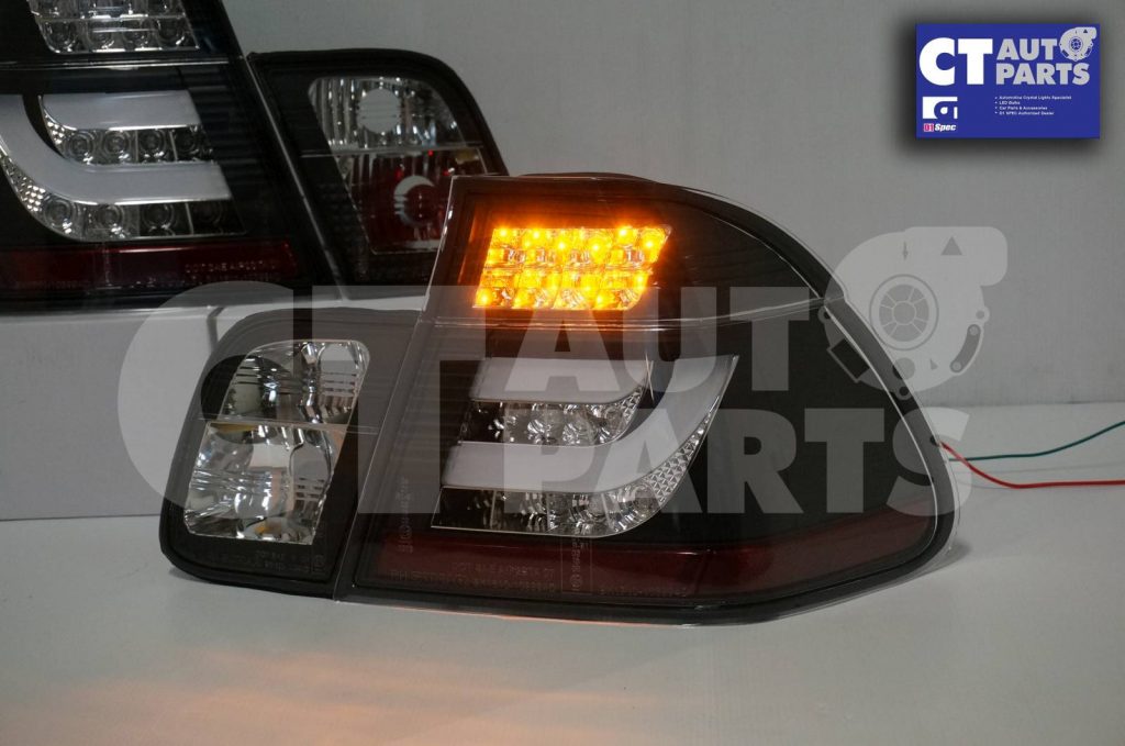 BLACK LED 3D Light Bar Tail Lights BMW E46 98-01 4D Sedan 318i 320i -0