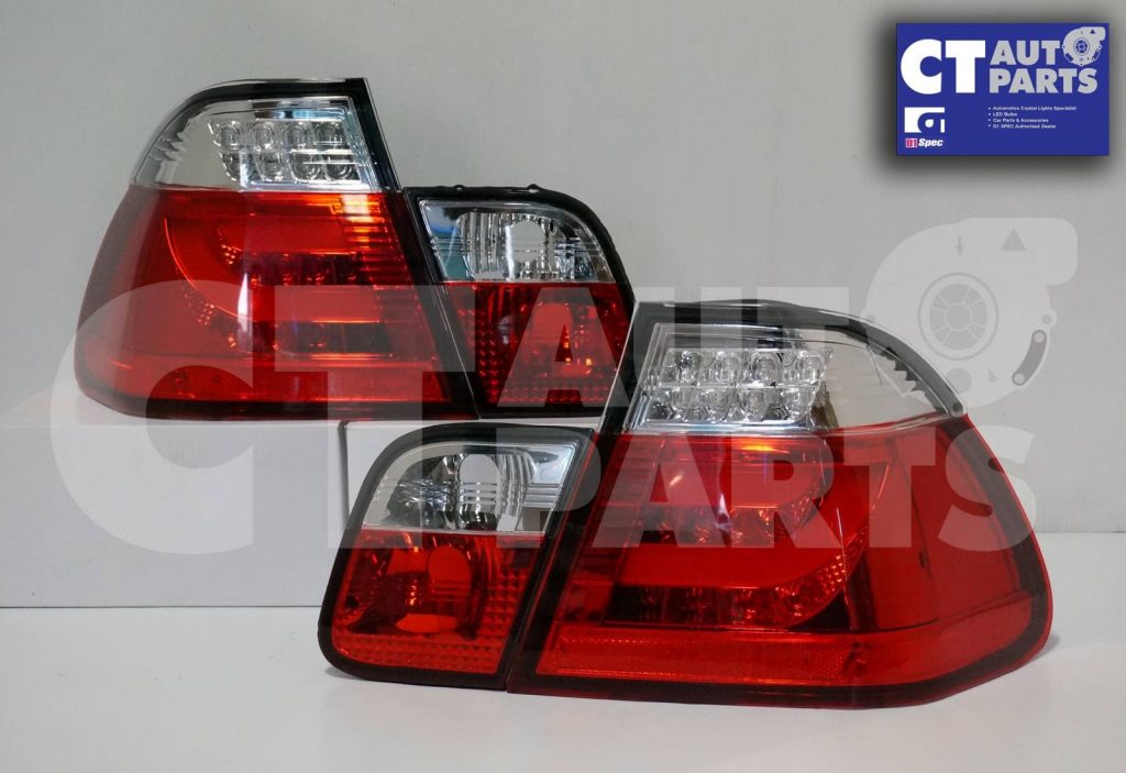 LED Light Bar Tail Lights BMW E46 98-01 4D Sedan 318i 320i 323i 330i CLEAR RED-3850