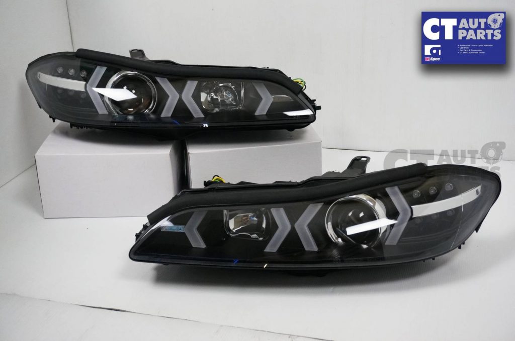 Black LED 3D DRL Bar Projector Head lights & LED Indicators for Nissan S15 200sx-4980