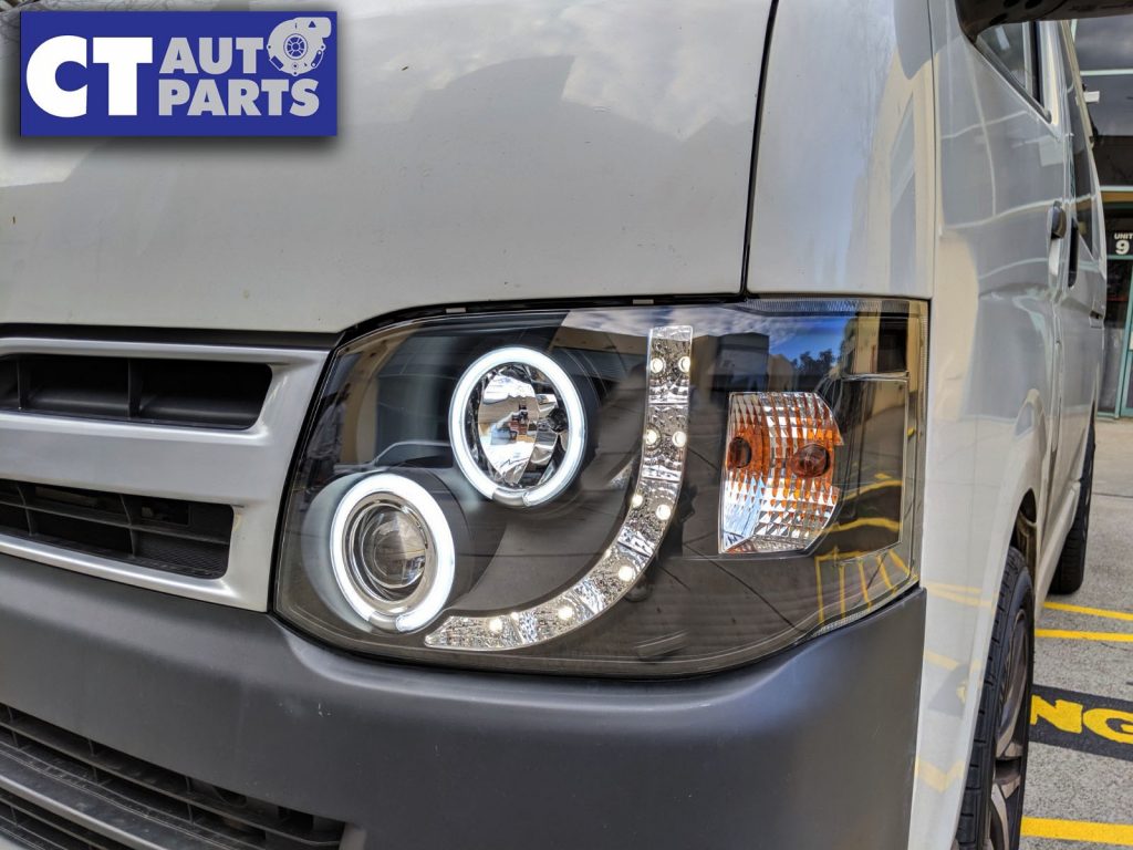 Black CCFL Angel-Eyes DRL LED Projector Head Lights Headlight for 11-14 TOYOTA HIACE-10952