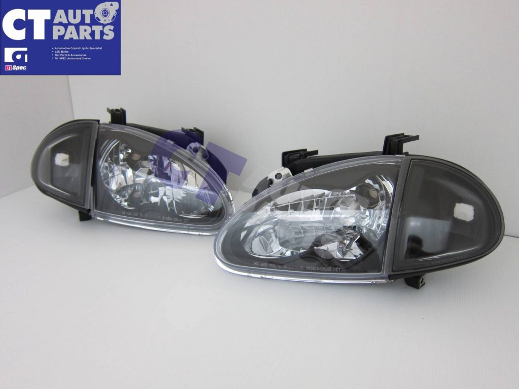 JDM Black Headlights Black Corner lights Singal light for 92-97 Honda CRX Del Sol VtiR-5585