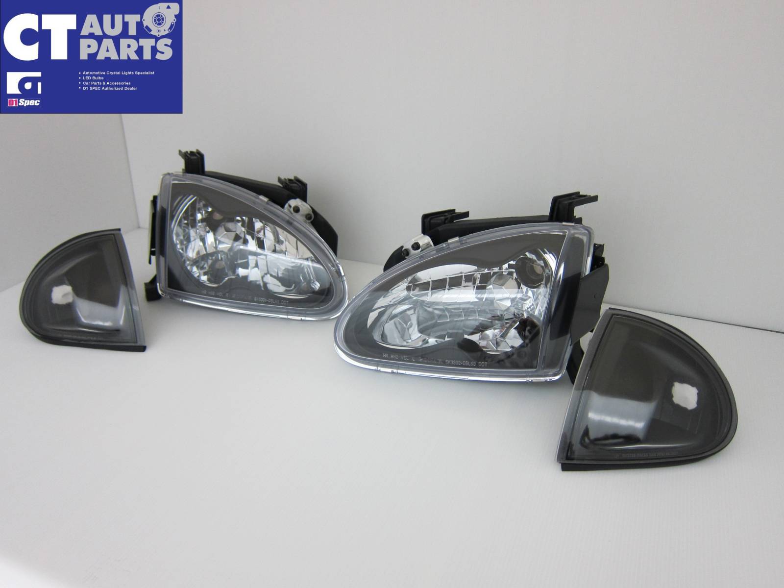 JDM Black Headlights Black Corner lights for 92-97 Honda CRX Del Sol