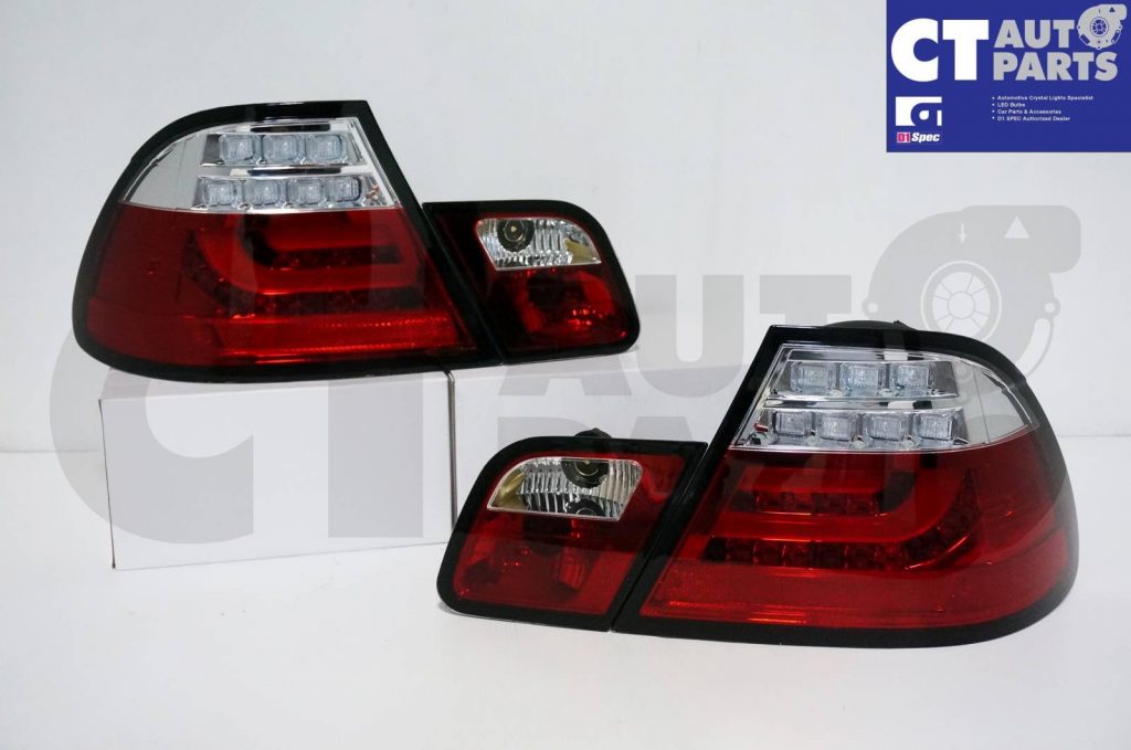 CLEAR RED LED Light Bar Tail Lights BMW E46 98-02 COUPE 2DOOR 330CI 328CI 320CI 318CI-0