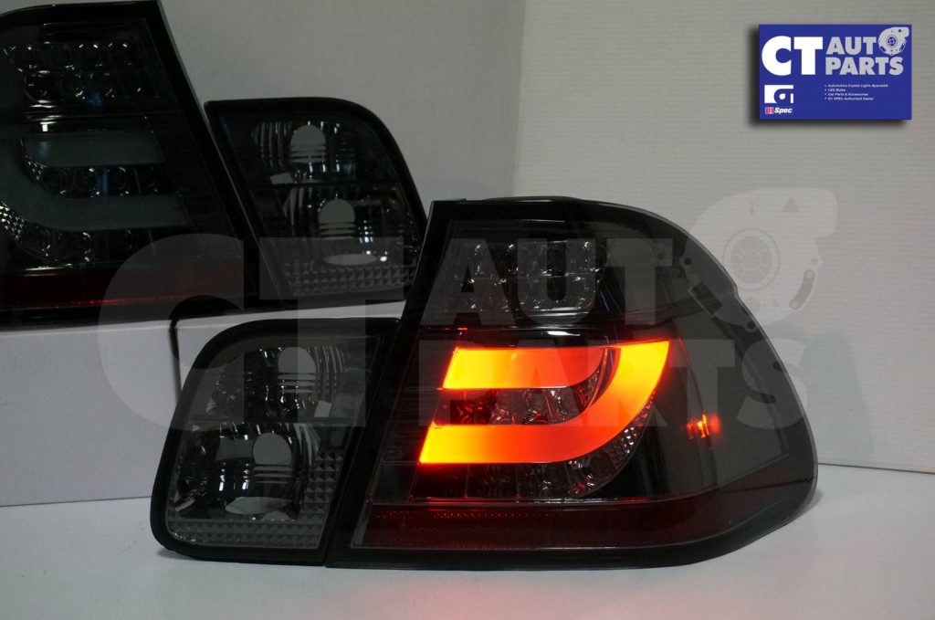 LED Light Bar Tail Lights BMW E46 98-01 4D Sedan 318i 320i 323i 330i SMOKED-6101