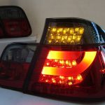 LED Light Bar Tail Lights BMW E46 98-01 4D Sedan 318i 320i 323i 330i Smoked Red-6097