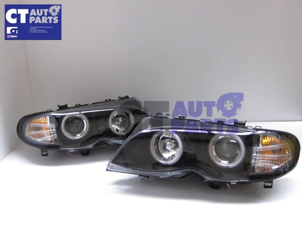 Black CCFL Angeleyes Projector HeadLights for 02-05 BMW 3-SERIES E46 4D 318i 320i 330i -6942