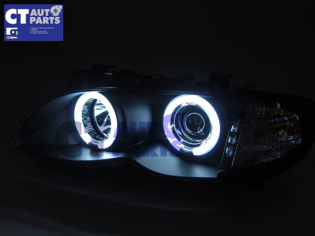 Black CCFL Angeleyes Projector HeadLights for 02-05 BMW 3-SERIES E46 4D 318i 320i 330i -6940