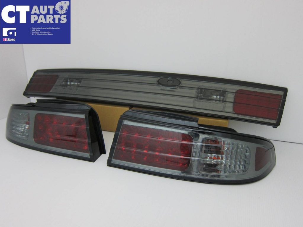 Smoked LED Tail lights & Smoked Garnish for 93-98 NISSAN SILVIA S14 200SX DMAX-6923