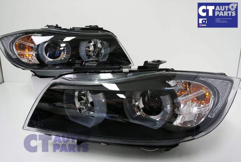 Black 3D LED DRL Angel-Eyes Projector Head Lights for BMW 3-Series E91 E90 05-08 Sedan -7079
