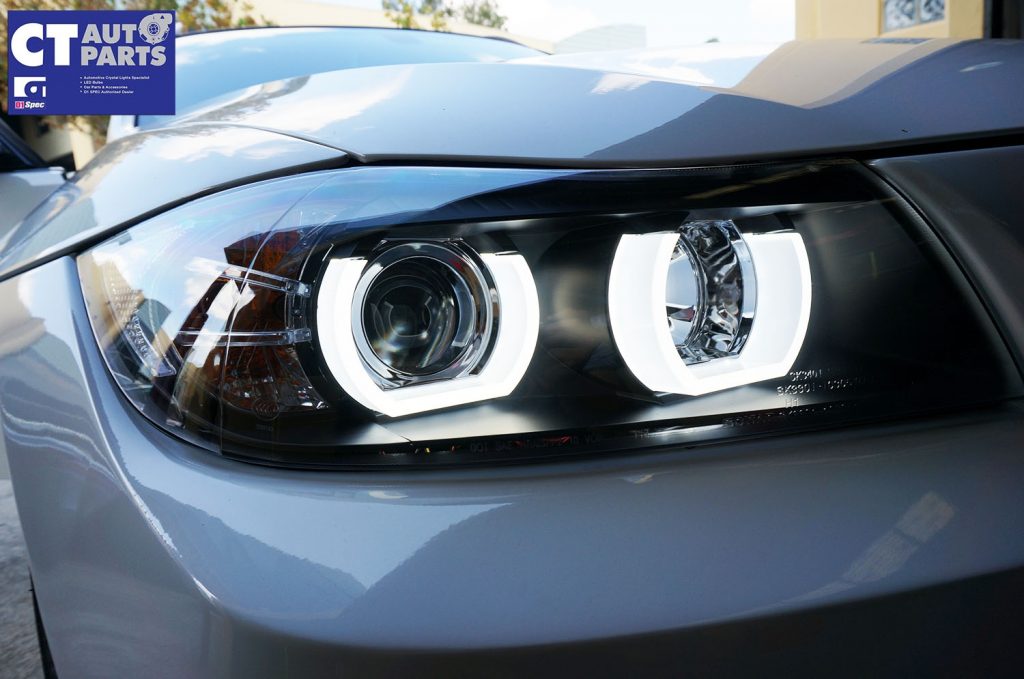 Black 3D LED DRL Angel-Eyes Projector Head Lights for BMW 3-Series E91 E90 05-08 Sedan -8775