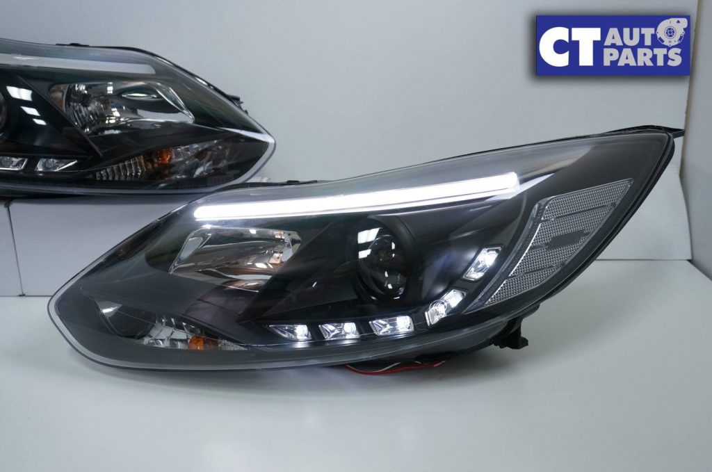 Black LED DRL Projector Head Lights for 12-15 Ford Focus LW -7333
