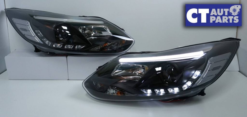 Black LED DRL Projector Head Lights for 12-15 Ford Focus LW -0