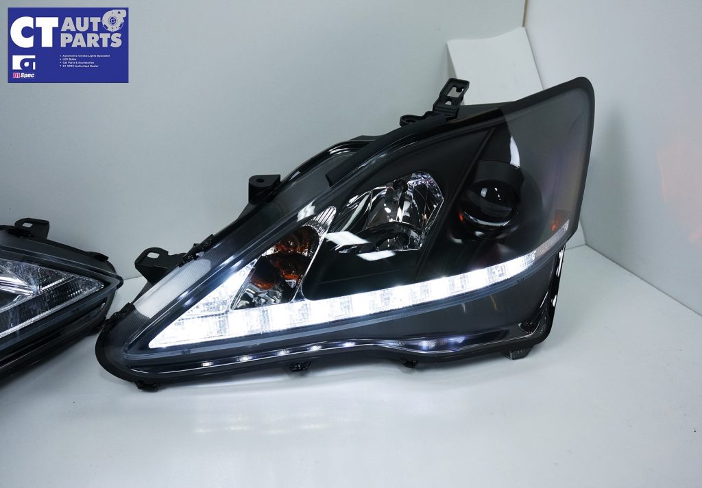 Lexus IS250 IS350 ISF Black LED DRL Day-Time Projector Head Lights Headlight Dynamic Indicator -8083