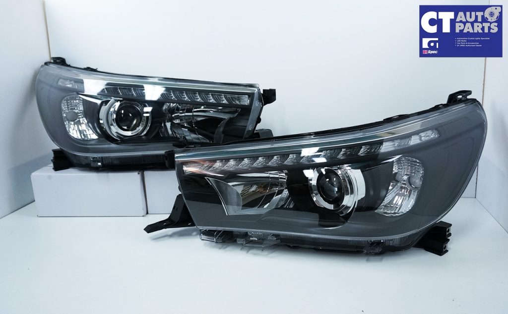 Black LED DRL Projector Head Lights Sequential Blinker for 15+ TOYOTA HILUX REVO -8063