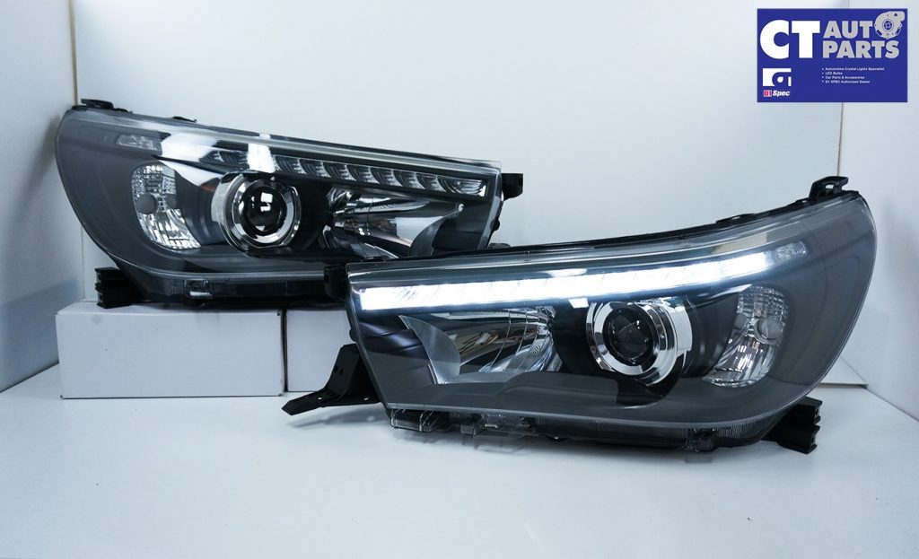 Black LED DRL Projector Head Lights Sequential Blinker for 15+ TOYOTA HILUX REVO -8065