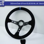 350mm Steering Wheel SUEDE Blue Stitching 97mm DEEP Dish -8124