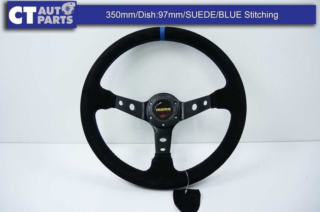 350mm Steering Wheel SUEDE Blue Stitching 97mm DEEP Dish -8115