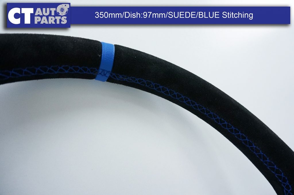 350mm Steering Wheel SUEDE Blue Stitching 97mm DEEP Dish -8117