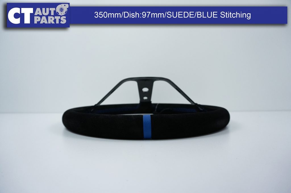 350mm Steering Wheel SUEDE Blue Stitching 97mm DEEP Dish -8122