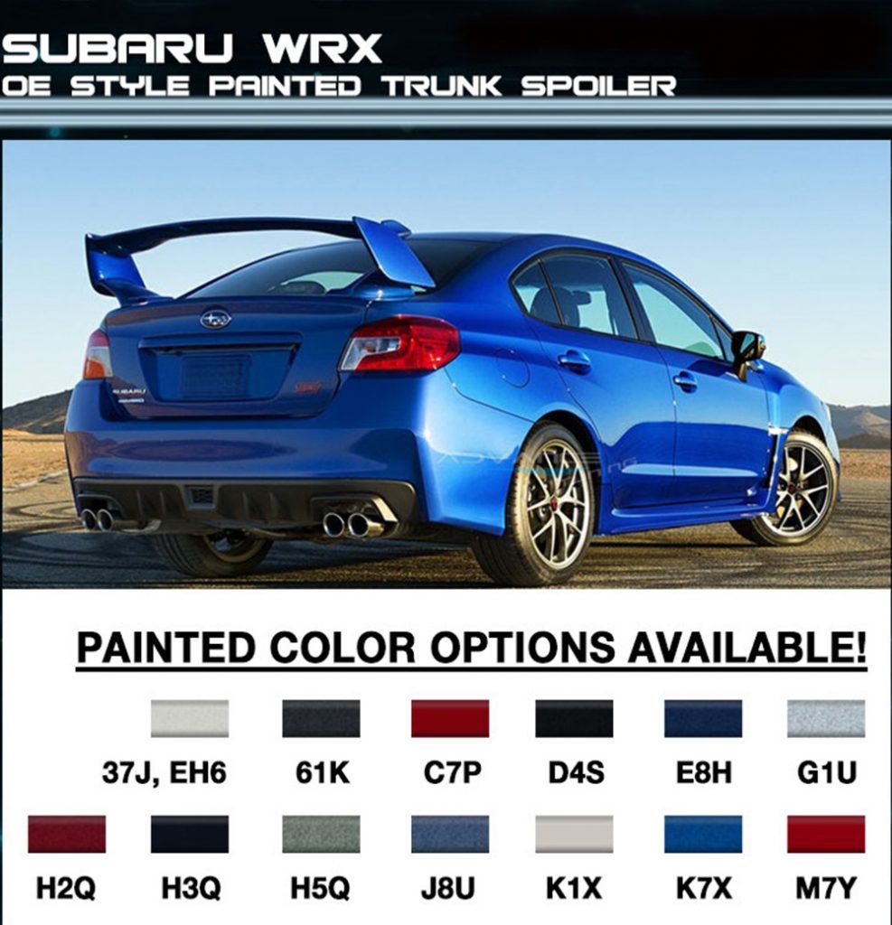 STI Style Trunk Spoiler for 14-19 Subaru WRX STI ABS Painted D4S C Black Silica 3PC-8988