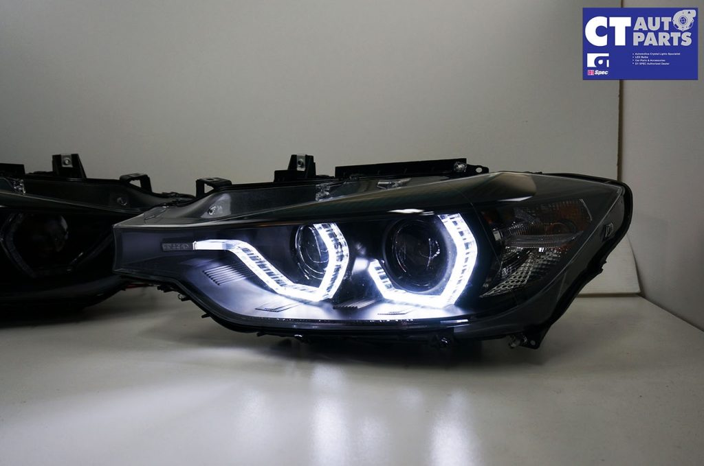 Black LCI Look 3D LED DRL Projector Head Lights for BMW 3 Series F30 F31 12-15-8908