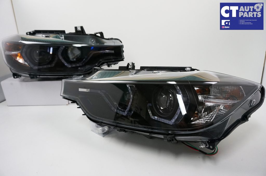 Black LCI Look 3D LED DRL Projector Head Lights for BMW 3 Series F30 F31 12-15-8907