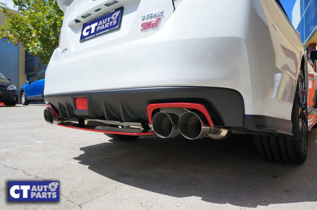 STI Style ABS Rear Bumper Diffuser for 14-19 Subaru WRX STI Premium (BLACK/RED)-9817