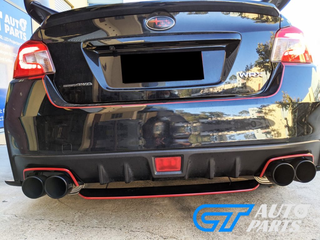 STI Style ABS Rear Bumper Diffuser for 14-19 Subaru WRX STI Premium (BLACK/RED)-13310