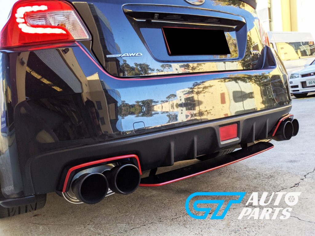 STI Style ABS Rear Bumper Diffuser for 14-19 Subaru WRX STI Premium (BLACK/RED)-13311