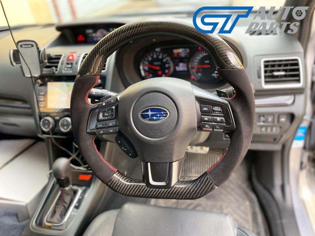 Carbon Fibre Alcantara Steering Wheel Red Stitching 14-19 Subaru WRX STI LEVORG -12911