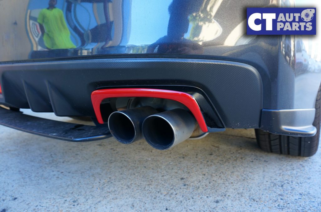 STI Style Black Red Exhaust Cover Heat Surround For 14-19 Subaru WRX STI V1-10870
