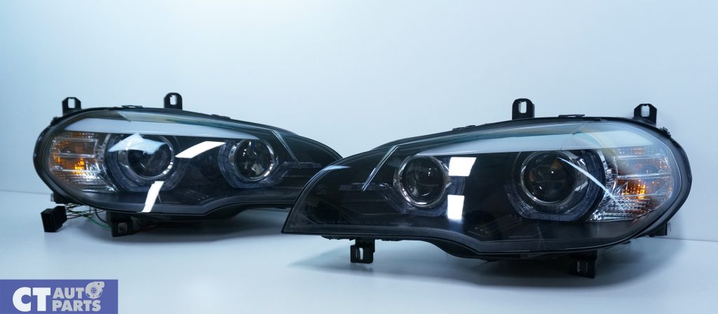 Black 3D Dual LED DRL Projector Head Lights for 07-10 BMW X5 E70 Pre LCI -11300